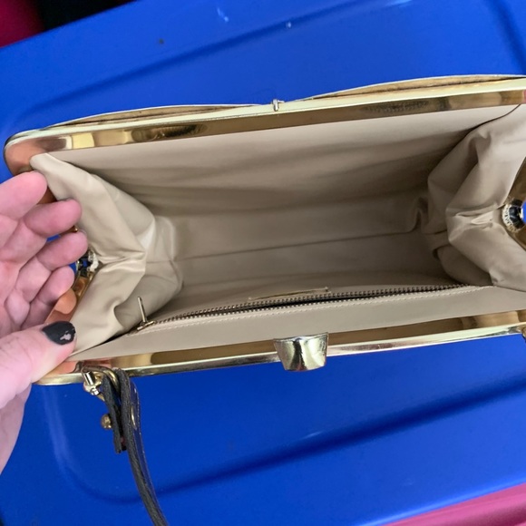 Vintage 50s Brown Leather Boxed Handbag - Picture 5 of 13